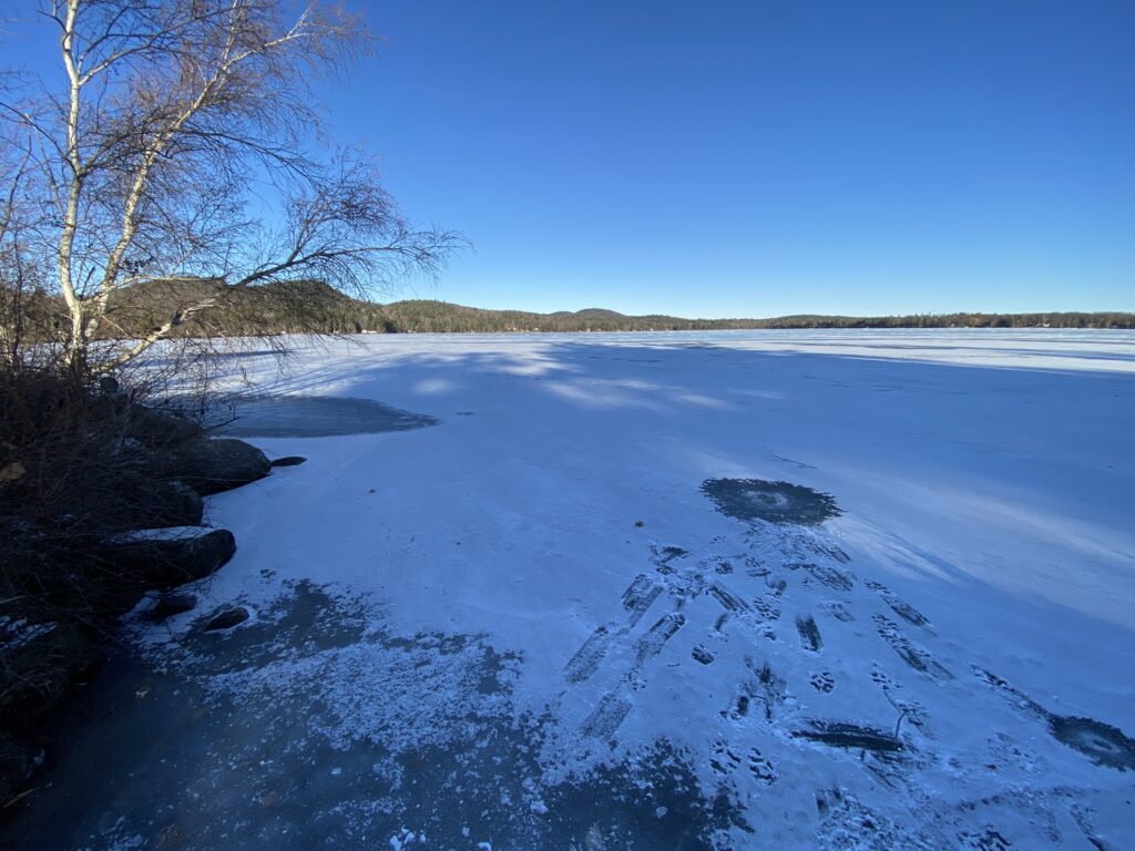 Adirondack ice fishing conditions on fern lake New York ice fishing 